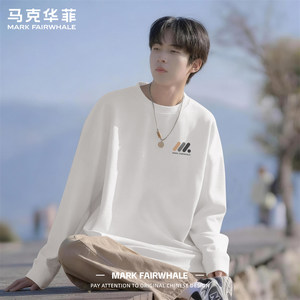 
Mark Huafei Spring New Simple Casual Style Drop Shoulder Sleeve Long Sleeve T-shirt Men's Loose and Versatile Printed Clothes