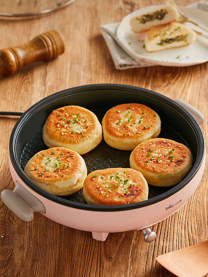 小熊 加深圆形粉色电饼铛