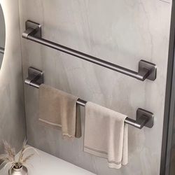 Bathroom Towel Rack, No-Drill Wall-Mounted Storage Rack, Single Bar Towel Holder for Toilet and Washroom Storage