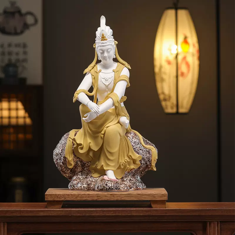 仏教美術 仏像 持蓮自在観音仏像神像 観世音菩薩像 銅製 工芸品