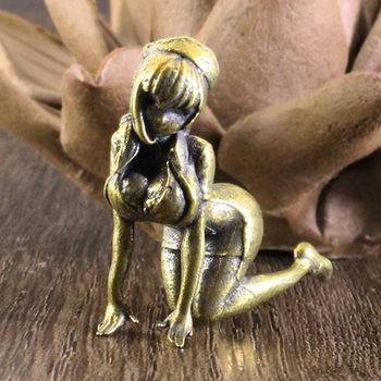 Brass beauty small sculpture of old figure kneeling