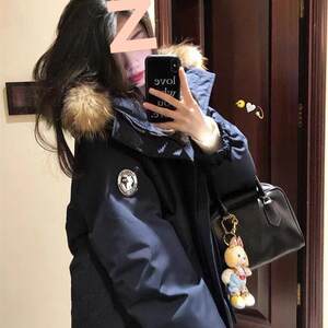 
Workwear jacket, cotton coat, student girl's winter new thickened American senior couple's large fur collar cotton coat jacket for men