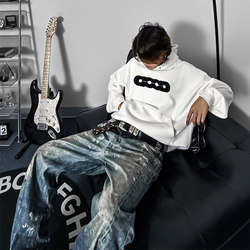 GOOD Stereoscopic Jacquard Wet Towel Embroidery Hooded Sweatshirt American Style Heavy weight Tops Old White Wang Sulong Same Style for Men and Women