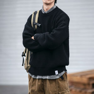 Winter 800g sweater man 20 cotton yarn in winter thick round neck knitted shirt couples loose, lazy wind jacket
