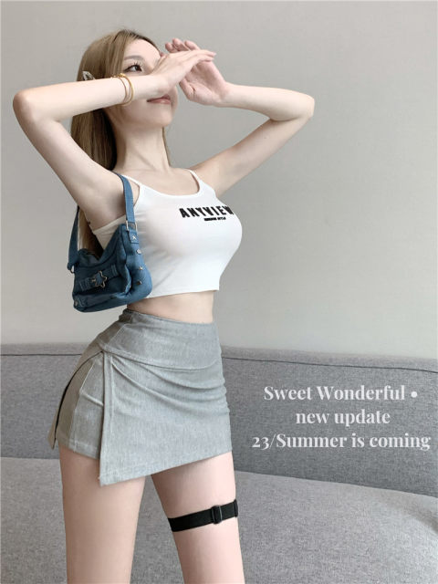 Hot girl slit skirt women summer high waist tight skirt small sexy irregular hip sports skirt