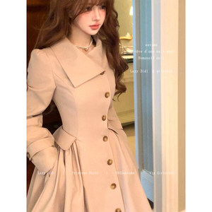 Lazy Didi London Weekend Modern Jacket Waist Big Skirt Windbreaker Mid-Length Old Money Style Pinch-Waist Coat