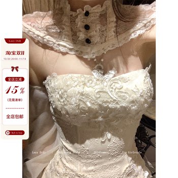 LazyDidi twin flowers vintage doll-like jacquard embroidered beads fishbone bra lace cut slimming suspenders