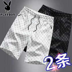 Playboy Summer Men's New Trendy Brand Shorts, Loose Casual Ice Silk Quick-Dry Sports Five-Point Beach Shorts, Stylish
