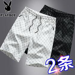 Playboy Summer Men's New Trendy Brand Shorts, Loose Casual Ice Silk Quick-Dry Sports Five-Point Beach Shorts, Stylish
