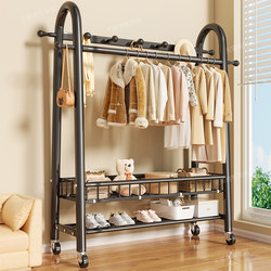 Clothes Rack Floor-Standing Bedroom Movable Clothes Drying Rack Indoor Multifunctional Clothes Storage Rack Storage Coat Rack