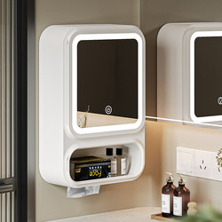 Bathroom Vanity Cosmetics Storage Cabinet, Wall-Mounted Makeup Mirror, Bathroom Skincare Product Storage Cabinet, No Drilling Required