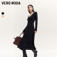 Vero Moda Dress 2024 autumn new V-neck long-sleeved waist-hugging slim long skirt elegant and versatile