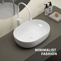 Simple Oval Countertop Wash Basin Household Basin Wash Basin Bathroom Balcony Wash Basin Hotel Ceramic Basin