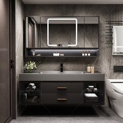 Nordic Light Luxury Thickened Honeycomb Aluminum Bathroom Cabinet Set Modern Integrated Basin Smart Mirror Cabinet Washbasin