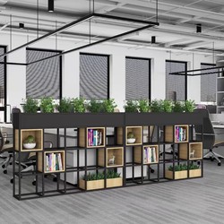 Nordic Modern Wrought Iron Partition Shelf Office Restaurant Booth Industrial Style Decorative Screen Low Flower Stand