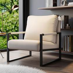 Italian-Style Single Sofa Chair, Nordic Light Luxury High-End Lazy Chair, Balcony Leisure Seat, Wrought Iron Business Meeting Chair