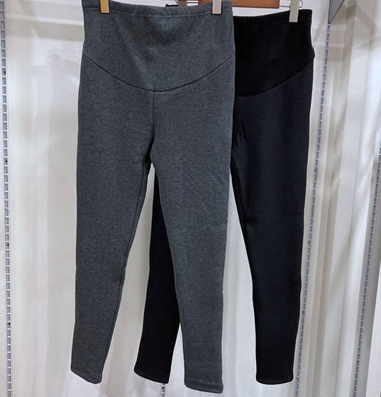 Pregnant Color Winter Extra Thick Belly Supporting Pants Adjustable Fleece Thick Leggings Small Leggings YWK894011
