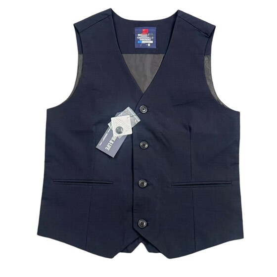 Flag Confidence British Style Suit Vest Men's Dark Blue V-neck Button Vest Commuting Work Jacket