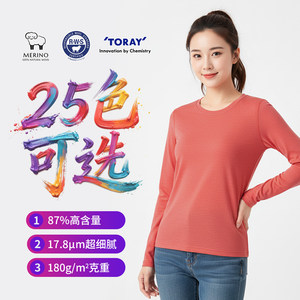 
Women's Merino wool RWS certified 87% high content nylon core-spun long-sleeved T-shirt-ZT1248
