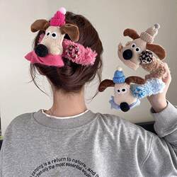 Cute Big-Faced Dog Hair Clip for Women 2025 New High-End Large Plush Hairpin for the Back of the Head Duckbill Clip Hair Accessory