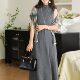Elegant knitted half-high neck sleeveless dress for women 2025 summer new style literary casual slim temperament vest skirt