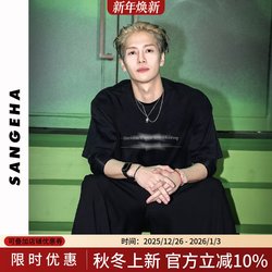 Jackson Wang's Same Style Cleanfit Black Short-Sleeve T-Shirt for Men, 2025 Summer New American Design Top for Women