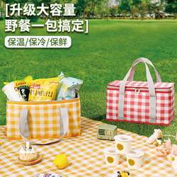 Outdoor Camping Style Picnic Basket Foldableing Spring Outing Picnic Insulation and Cold Storage Vegetable Household Grocery Shopping Basket Hand Basket