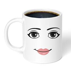 Cute and Simple Roblox Woman's Facial Expression Mug, Creative Ceramic Breakfast Coffee Milk Cup for Boys