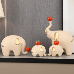 A Family of Four Elephant Figurines, Unique and High-End, for Entryway, Tv Cabinet, Home Decoration, New House Housewarming Gift
