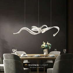 Artistic Ribbon Chandelier, Creative Light Luxury Long Strip Dining Room Lamp, Hotel Lobby, Cashier Counter, Front Desk, Tea Room, Living Room Lighting Fixtures