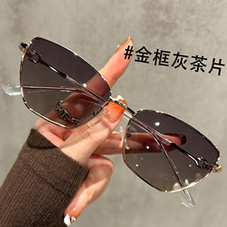 Gold Cat Eye Sunglasses for Women 2026 New Uv Protection High-End Fashion Trendy Ladies Sunglasses