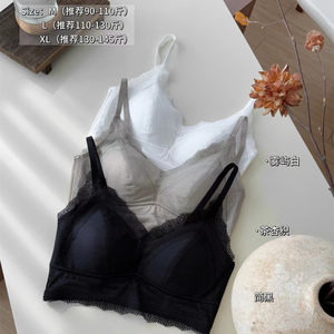 
M021 cotton and linen lace bra summer girl one piece fixed cup gathered sexy pure desire lace underwear thin