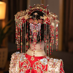 Shuiwu U1237 Bridal Headwear New Red Luxury Phoenix Crown Full Ring Crown Knot Wedding Xiuhe Cheongsam Hair Accessories