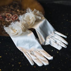 Water Dance N0192 Bridal Gloves White Satin Silk Gloves Retro Elegant Dinner Dress Wedding Accessories
