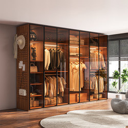 2025 Hot-Selling Large-Capacity Glass Wardrobe for Bedroom Home Use, L-Shaped Corner Walk-In Closet Wardrobe Cabinet