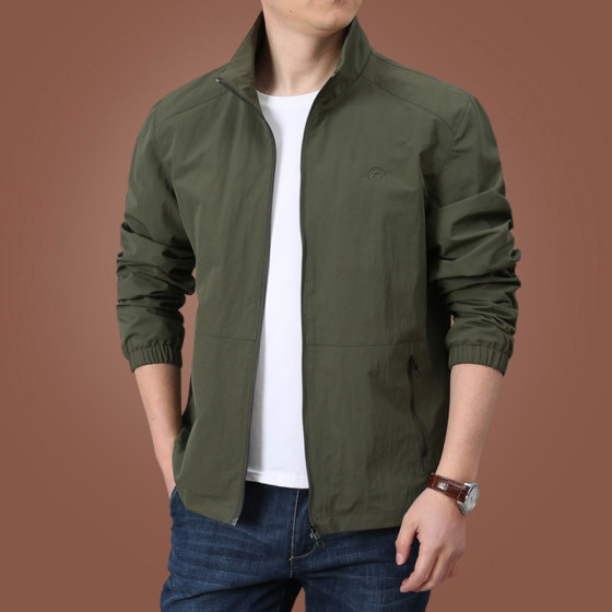 Spring and Autumn Thin Jacket Men's Work Casual Jacket 2026 New Large Size Men's Quick-drying Breathable Stand-up Collar Top Men