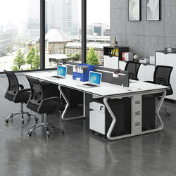 Staff Office Desk and Chair Combination Furniture, Simple and Modern 4/6-Person Computer Partition Workstation Screen Staff Desk