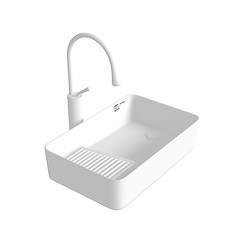 Prel Balcony Upper Basin Side Drain Washing Machine Upper Basin Wash Basin Ceramic Wash Basin with Washboard Wash Basin