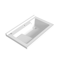 Punail Ceramic Laundry Basin with Washboard, Bathroom Countertop Basin, Semi-Embedded Wash Basin, Household Balcony Basin