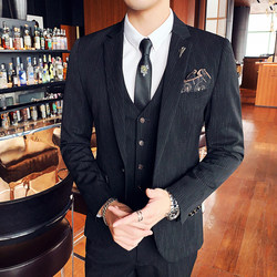 Men's Suit, Wedding Groom's Attire, Slim Fit Small Suit, Korean Style Trendy Business Formal Wear, British Style Casual
