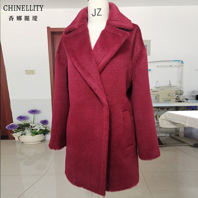 Zhendian Peru imported A-grade Suli long-hair alpaca fur-grade short coat thickened warm woolen coat for women