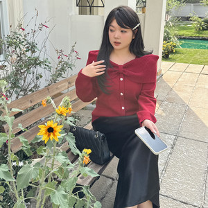 
Plus size women's Korean style pure lust bow sweater women's 2026 spring new animal year pullover sweater