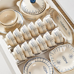 Japanese-Style Underglaze Ceramic Bowl Tableware Set, Bowl and Plate Set for Home Use, 2025 New Model, High-Value Bowlware for Home Use