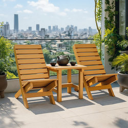Outdoor Balcony Chair Small Tea Table Three-Piece Set Garden Terrace Leisure Area Arrangement Tea Anti-Corrosion Wooden Table and Chair Combination