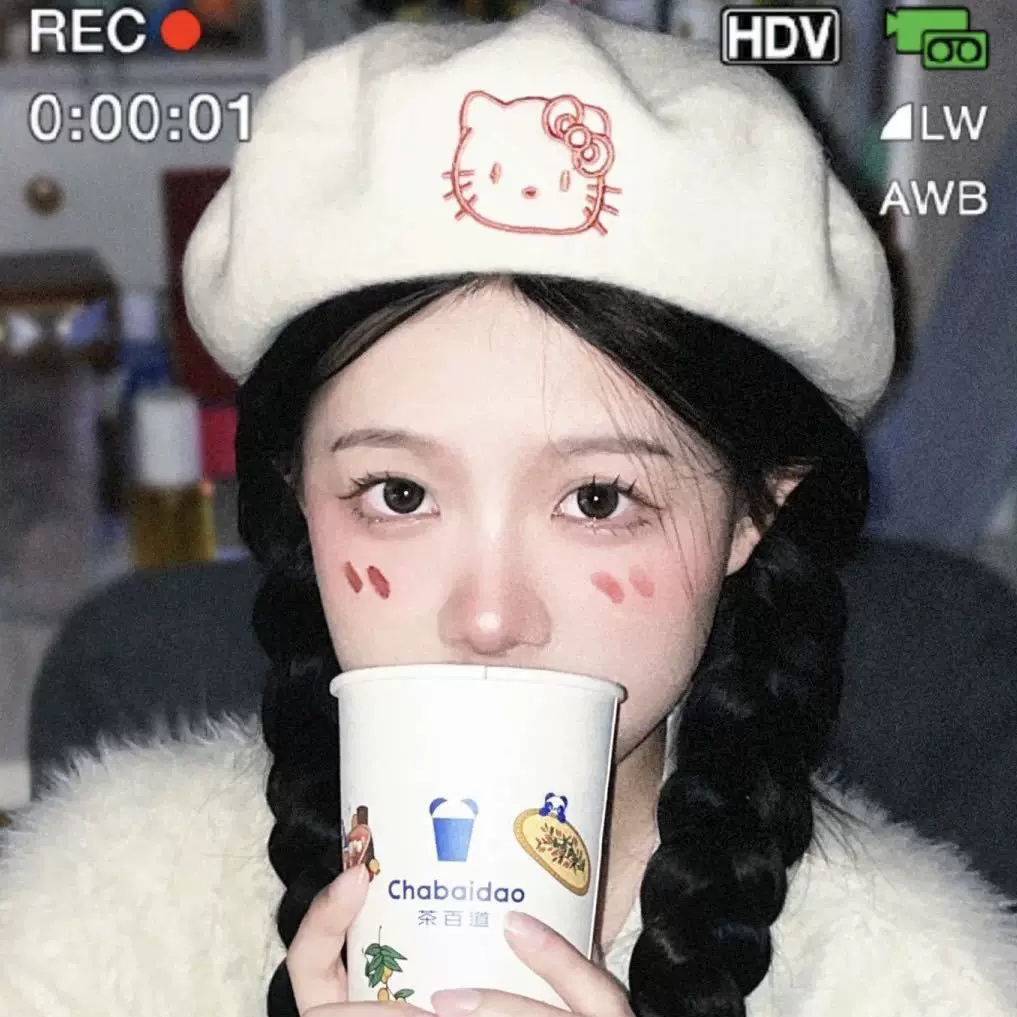 hello凯蒂猫kitty贝雷帽日系复古画家帽显脸小羊毛呢百搭可爱学生-Taobao