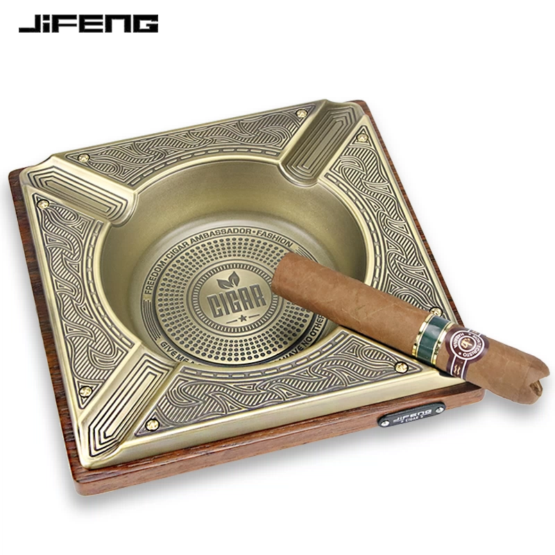 JIFENG男士雪茄菸灰缸鋁合金大口徑金屬專用四槽家用大號