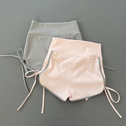Spring and Summer Thin Drawstring Color-Blocked Shorts Set for Women, High Elasticity, Slimming, Butt-Lifting, Quick-Drying Running Fitness Yoga Shorts