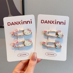 Korean Style Children's Bow Flower Kt Cat Hair Clip Baby Cartoon Hair Clip Bb Clip Sweet Side Clip for Girls