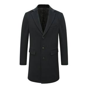 
FP588 French autumn and winter men's woolen coat cashmere straight-breasted warm windproof jacket black
