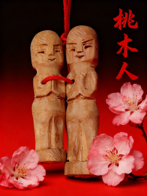 Fidelity peach wood carving three-dimensional peach wood figure ornaments pendant for men and women handmade unpainted puppet portrait pendant to carry with you